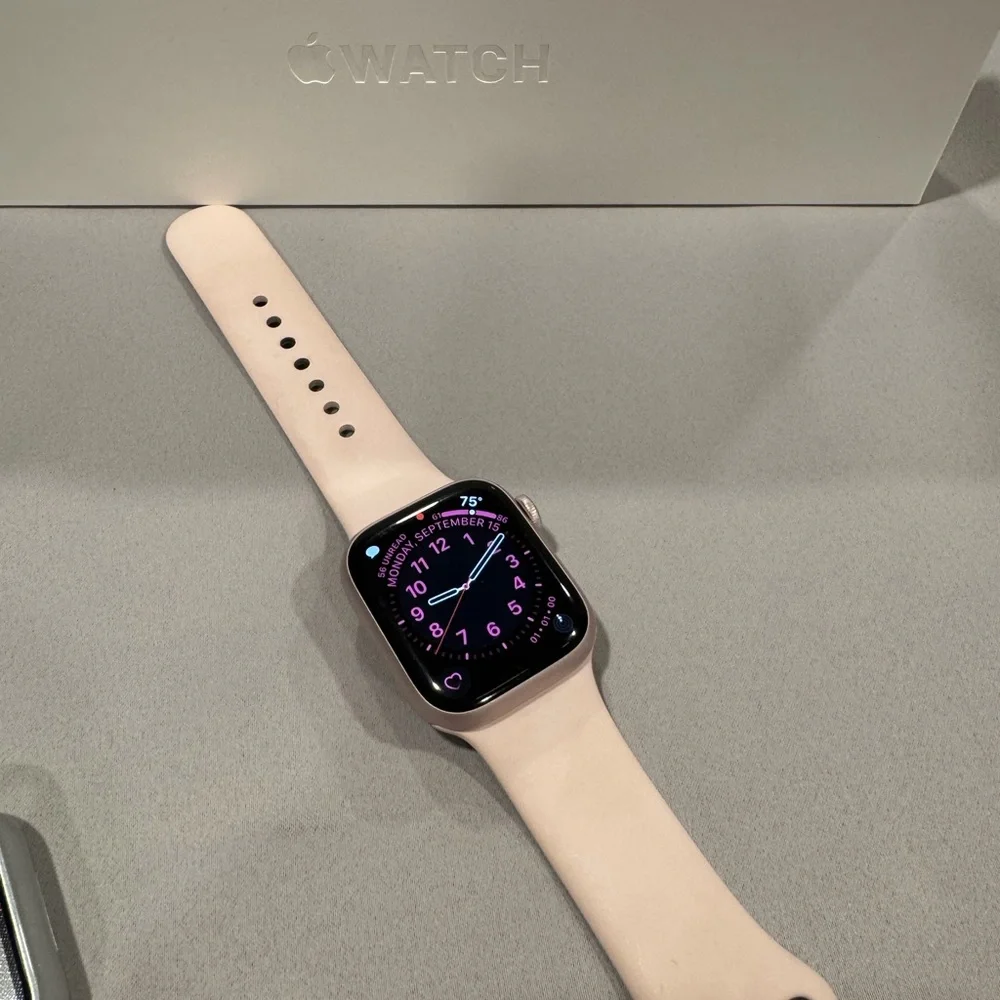 Apple Smartwatch with Pink and Cream Bands